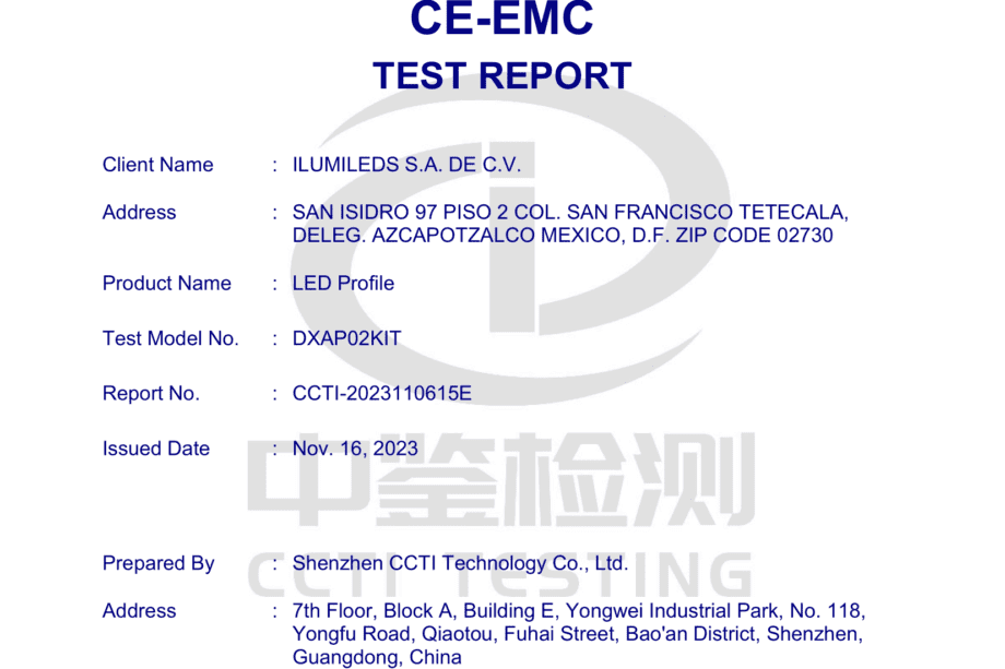 CCTI-2023110615E_-led profile_DXAP02KIT_CE-EMC_EN 55015_Report