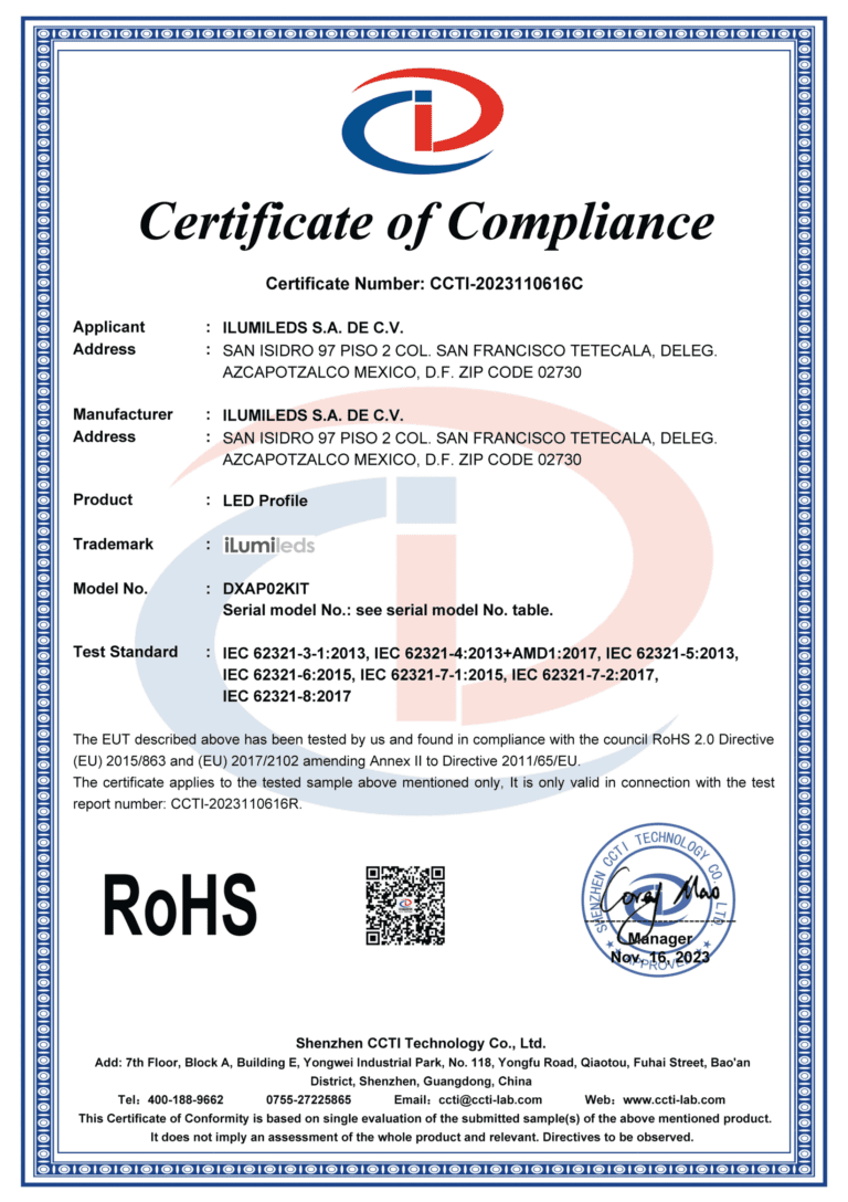 CCTI-2023110616C_-led profile_DXAP02KIT_ROHS 2.0_Certificate