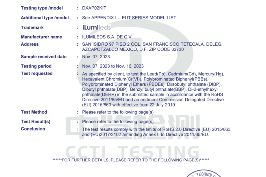 CCTI-2023110616R_-led profile_DXAP02KIT_ROHS 2.0_Report